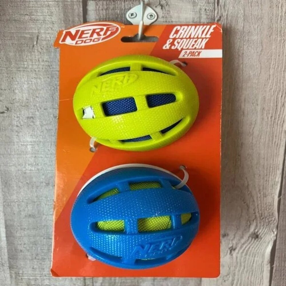 NIP - Nerf Dog Squeak and Crunch Dog Ball 2 pack